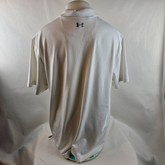 Under Armour Mens 2XL White Polo Shirt HeatGear Loose Fit Golf Performance 1522 - Picture 5 of 9